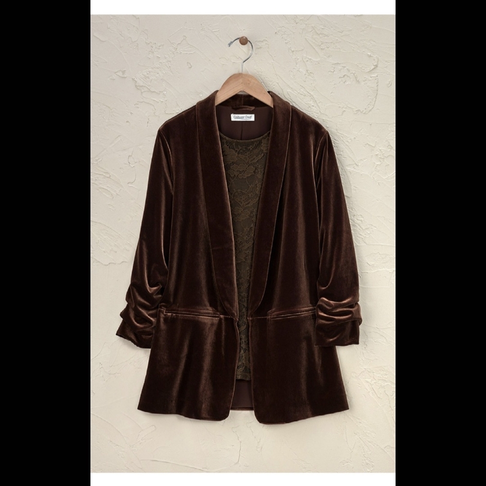 NWOT Coldwater Creek 22W Chocolate Velvet Jacket